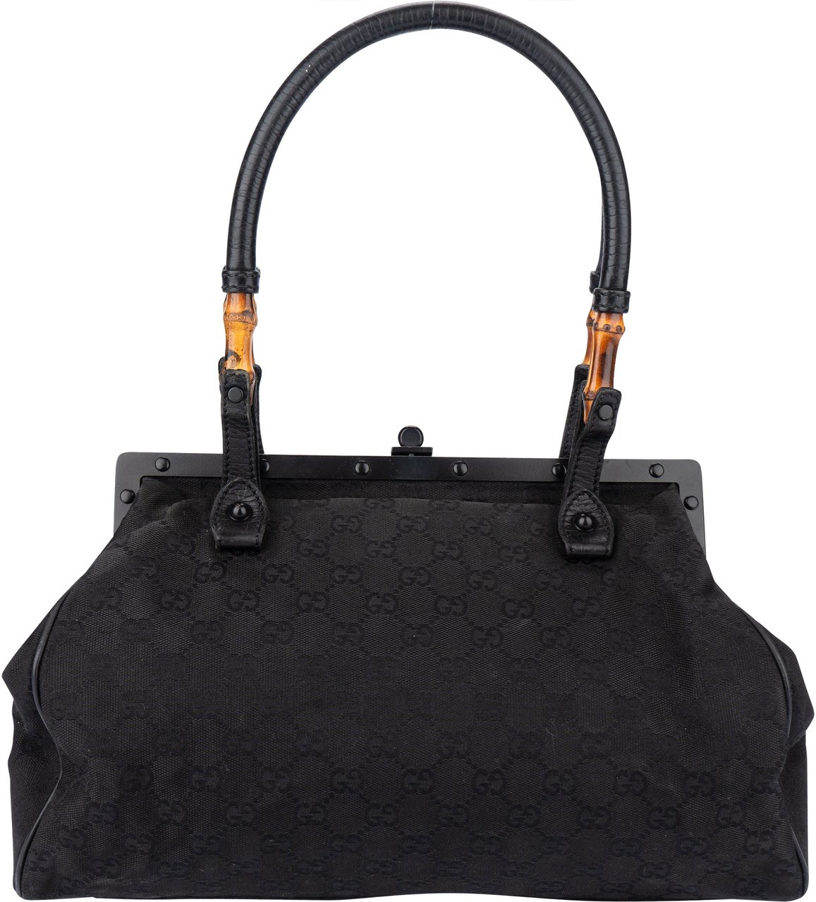 Gucci Gucci GG Monogram Bamboo Handbag Zwart
