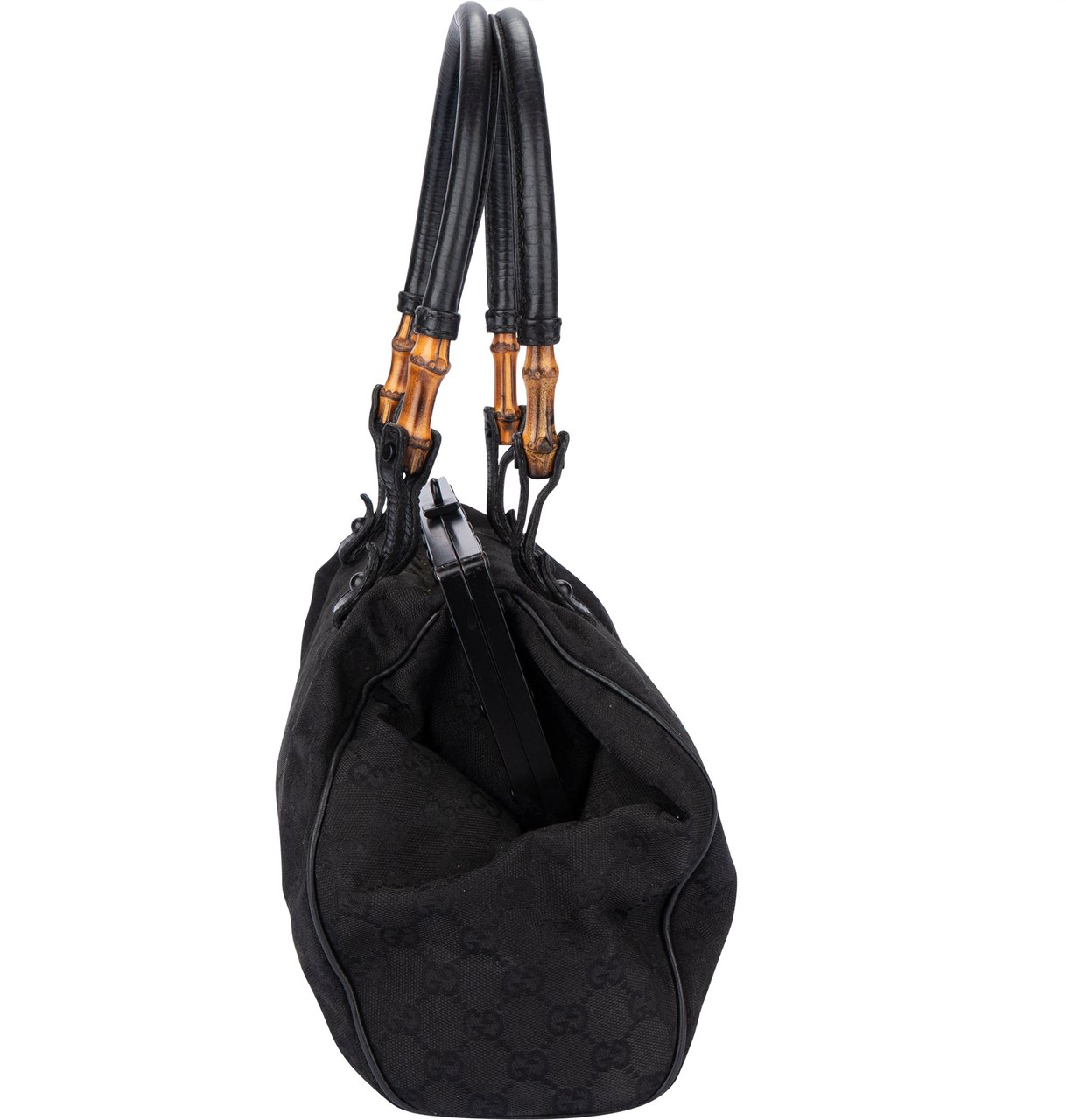Gucci Gucci GG Monogram Bamboo Handbag Zwart