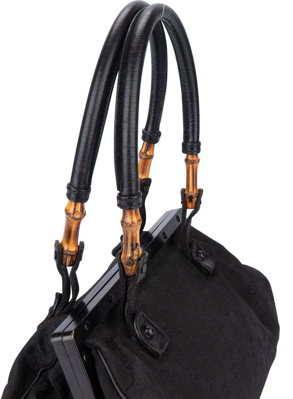 Gucci Gucci GG Monogram Bamboo Handbag Zwart