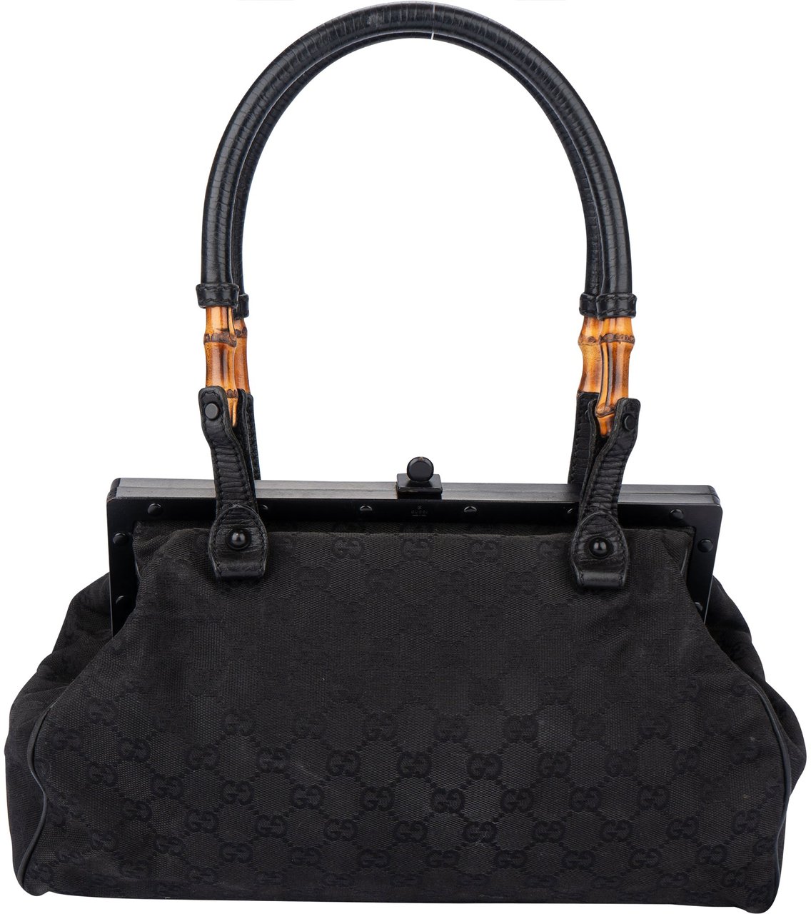 Gucci Gucci GG Monogram Bamboo Handbag Zwart