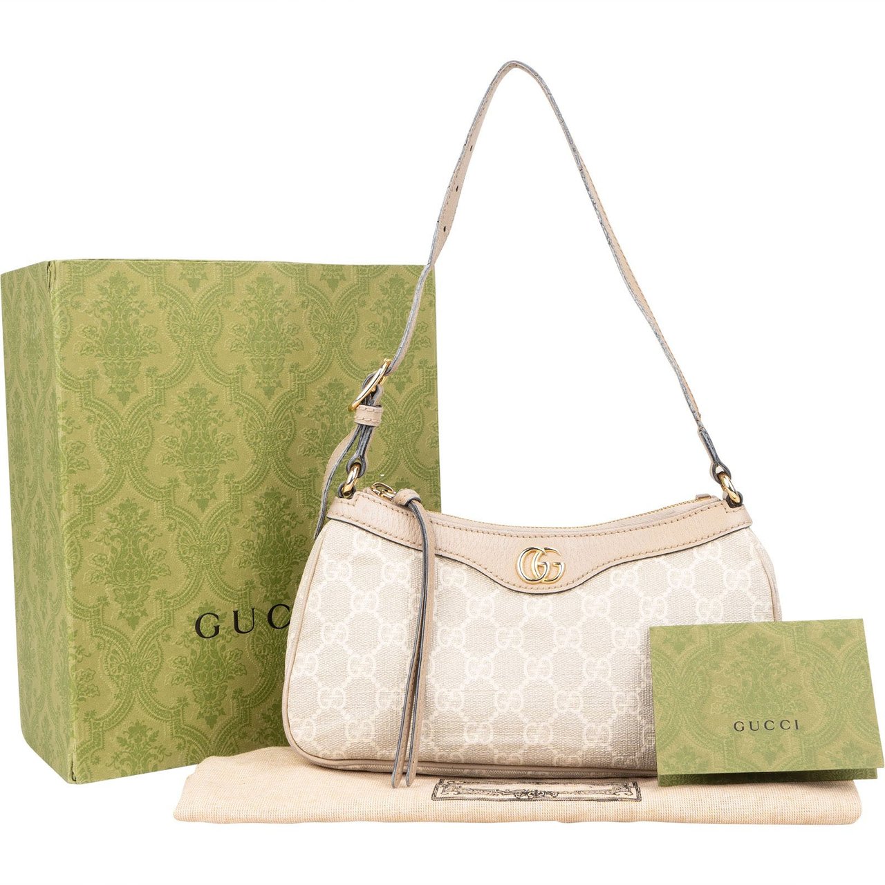 Gucci Gucci Monogram GG Supreme Ophidia Half-Moon Shoulder Bag Beige