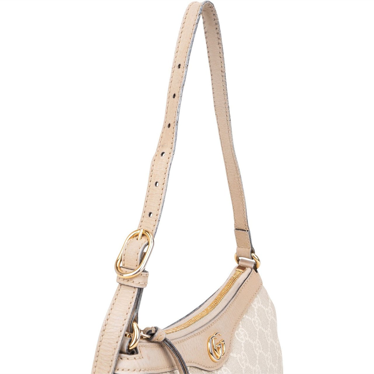 Gucci Gucci Monogram GG Supreme Ophidia Half-Moon Shoulder Bag Beige
