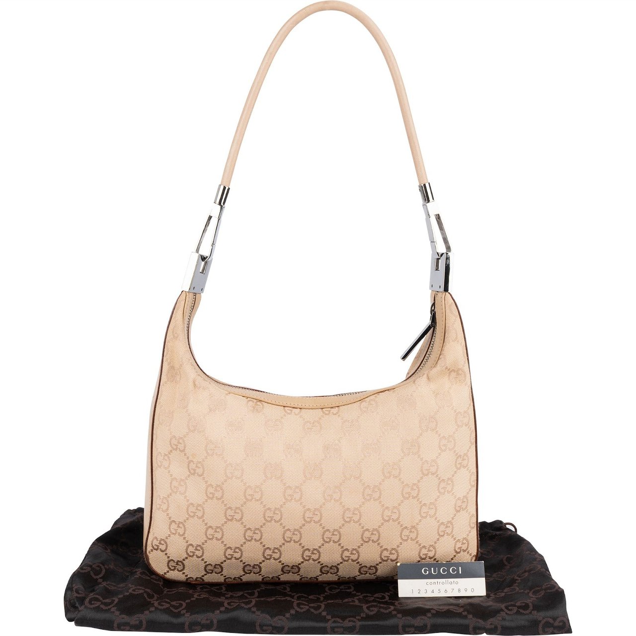 Gucci Gucci Monogram GG Small Shoulder Bag Beige