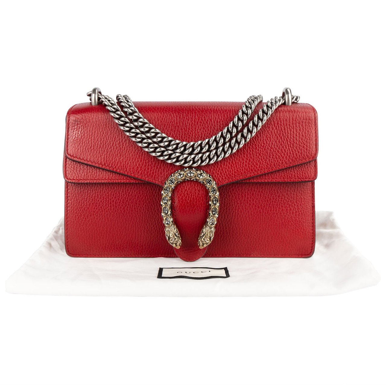 Gucci Gucci Leather Dionysus Crystal Shoulder Bag Rood
