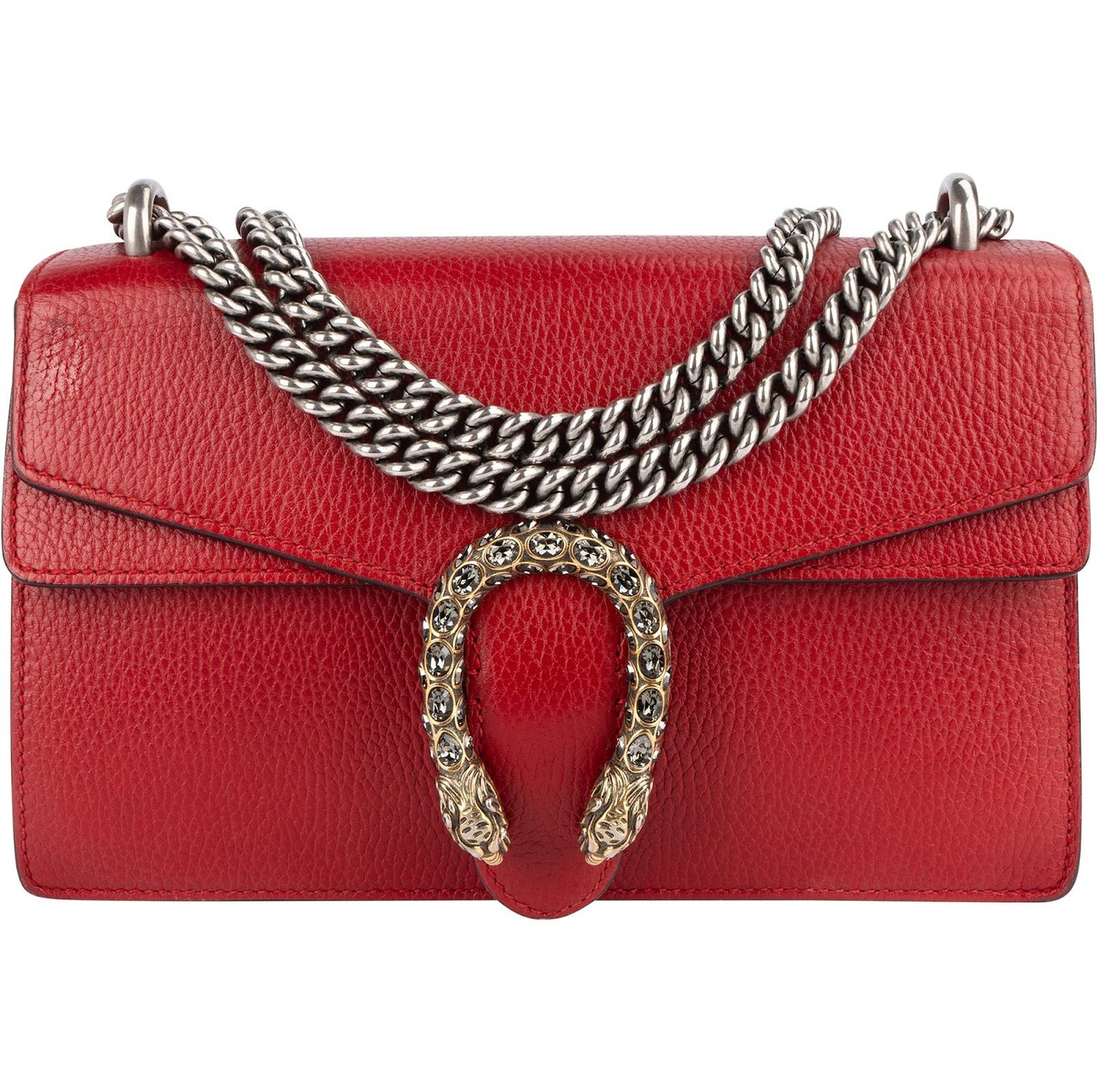 Gucci Gucci Leather Dionysus Crystal Shoulder Bag Rood