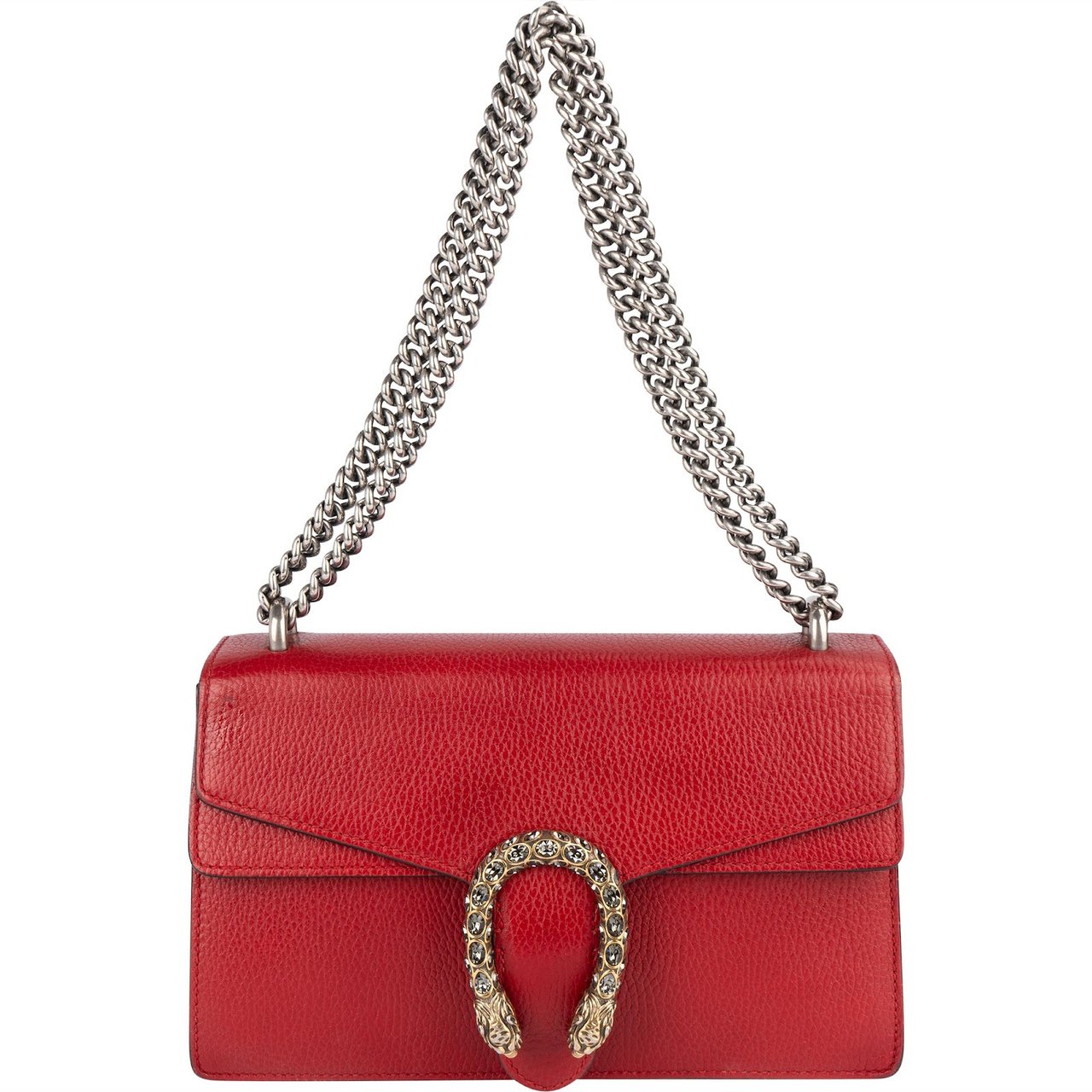 Gucci Gucci Leather Dionysus Crystal Shoulder Bag Rood