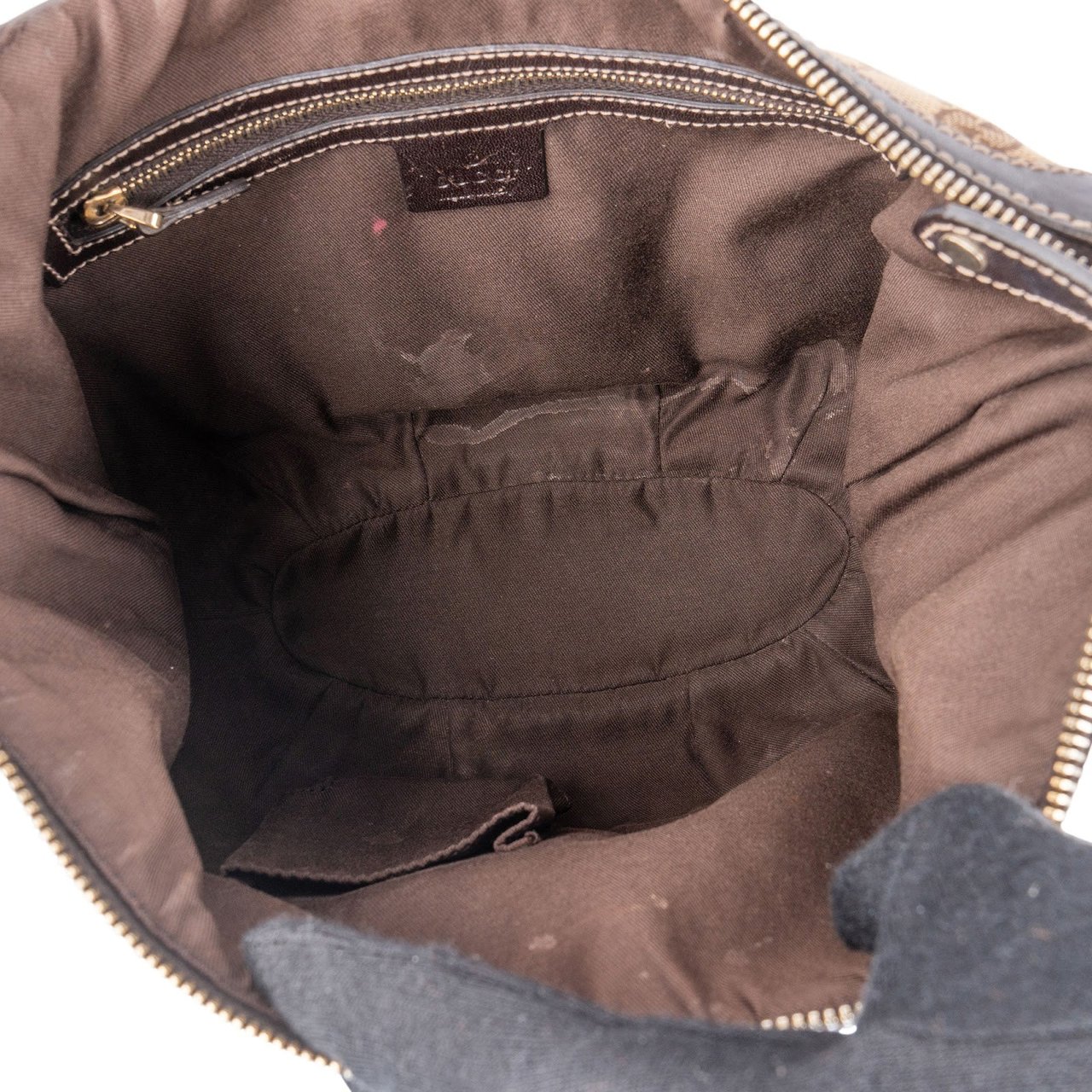 Gucci Gucci Monogram GG Studded Small Hobo Shoulder Bag Beige