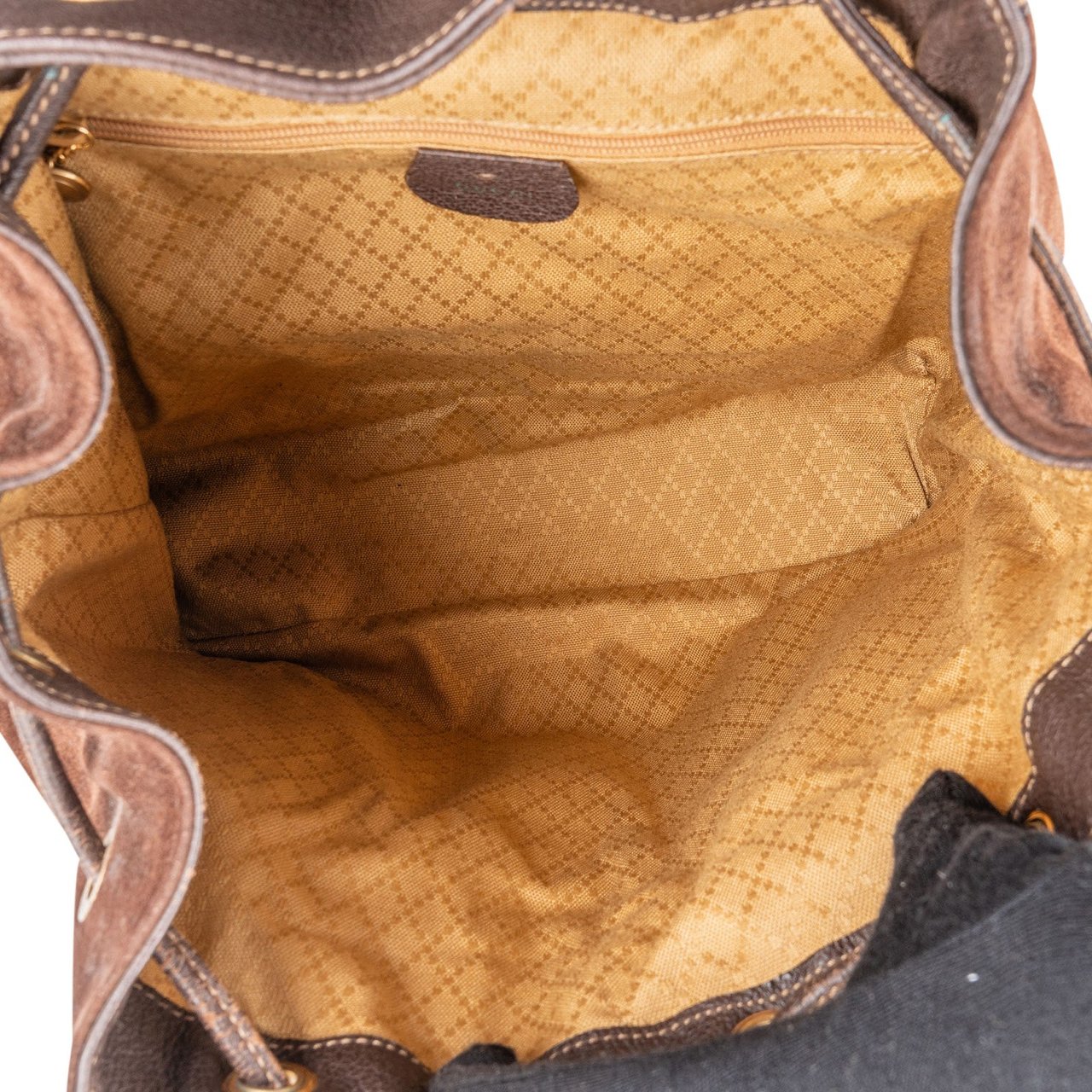 Gucci Suede and Leather Bamboo Backpack Bruin