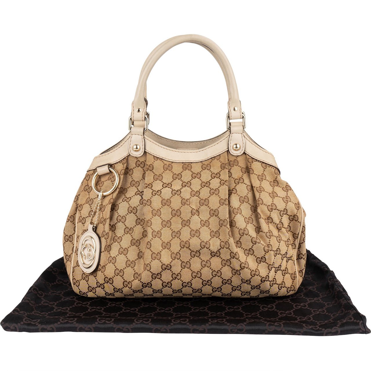 Gucci Gucci Monogram GG Sukey Hobo Handbag Beige