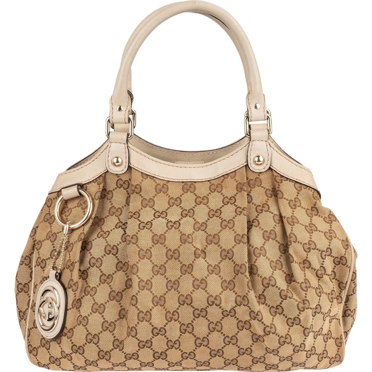 Gucci Gucci Monogram GG Sukey Hobo Handbag Beige