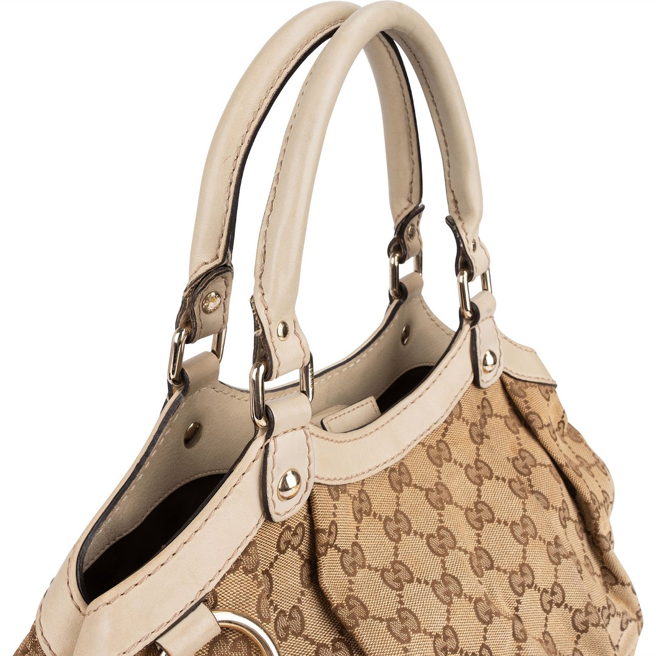 Gucci Gucci Monogram GG Sukey Hobo Handbag Beige