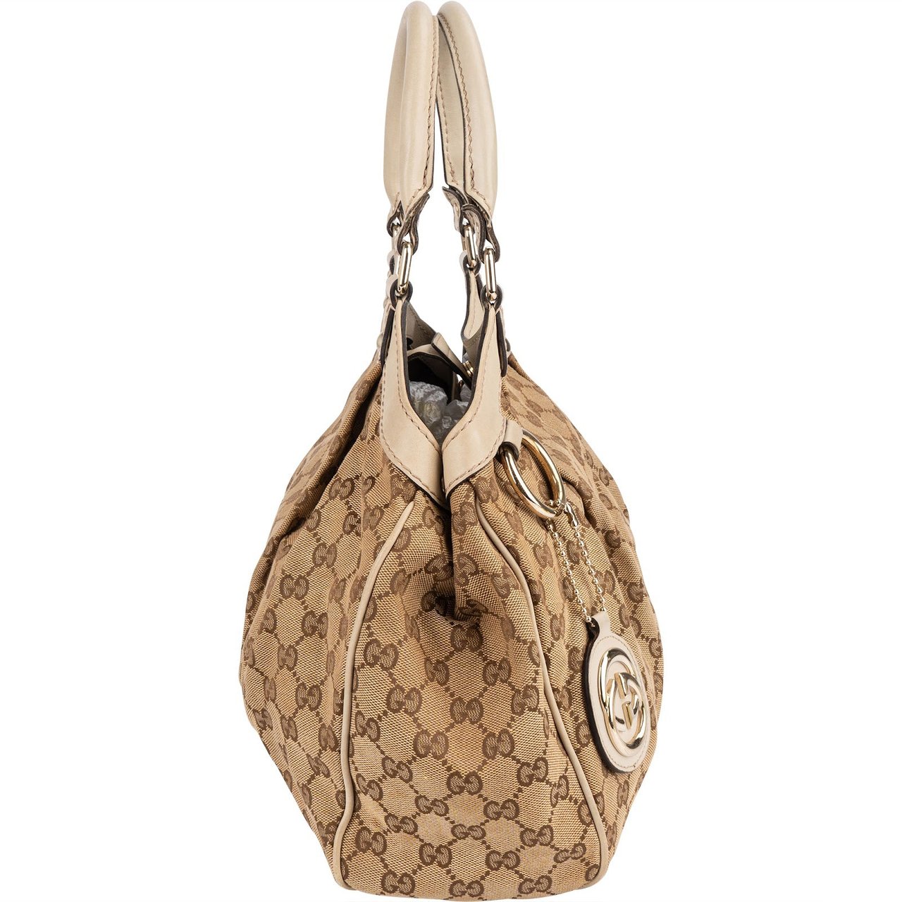 Gucci Gucci Monogram GG Sukey Hobo Handbag Beige