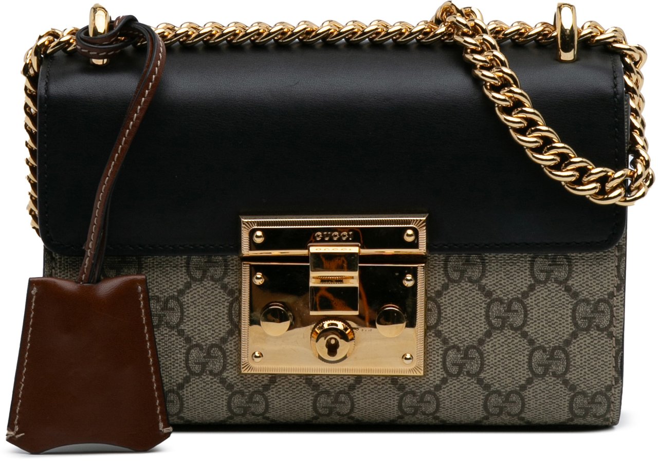 Gucci Small GG Supreme Padlock Crossbody Bruin