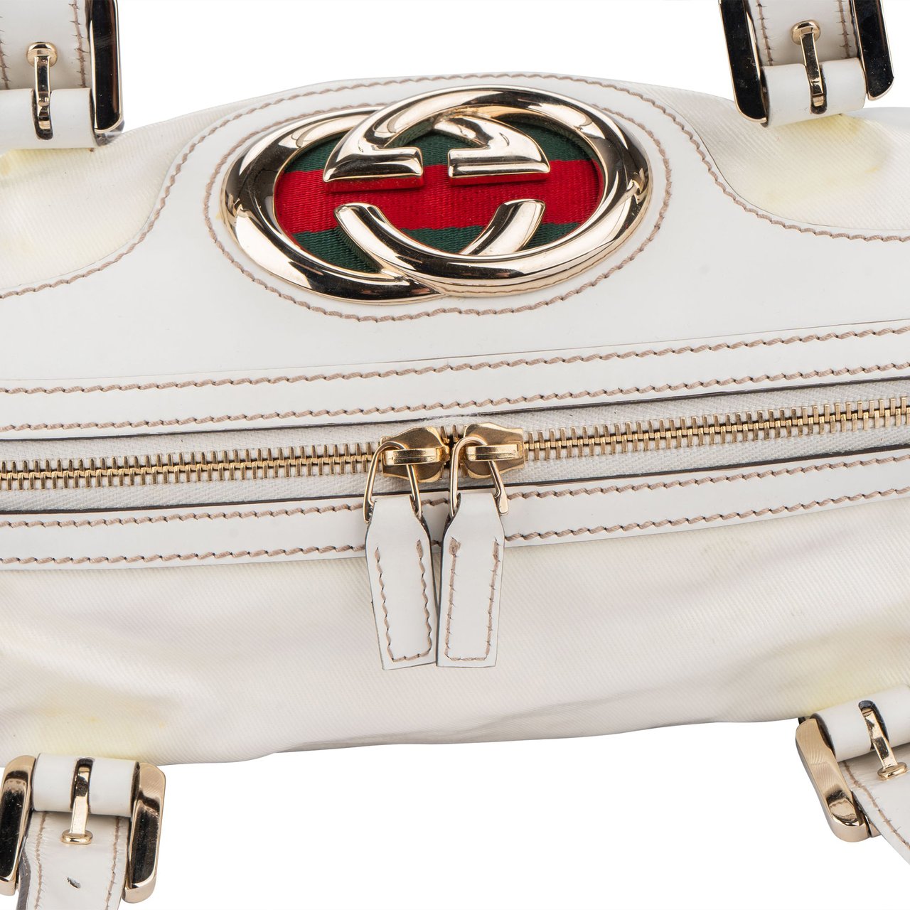 Gucci Gucci White Leather GG Britt Handbag Divers