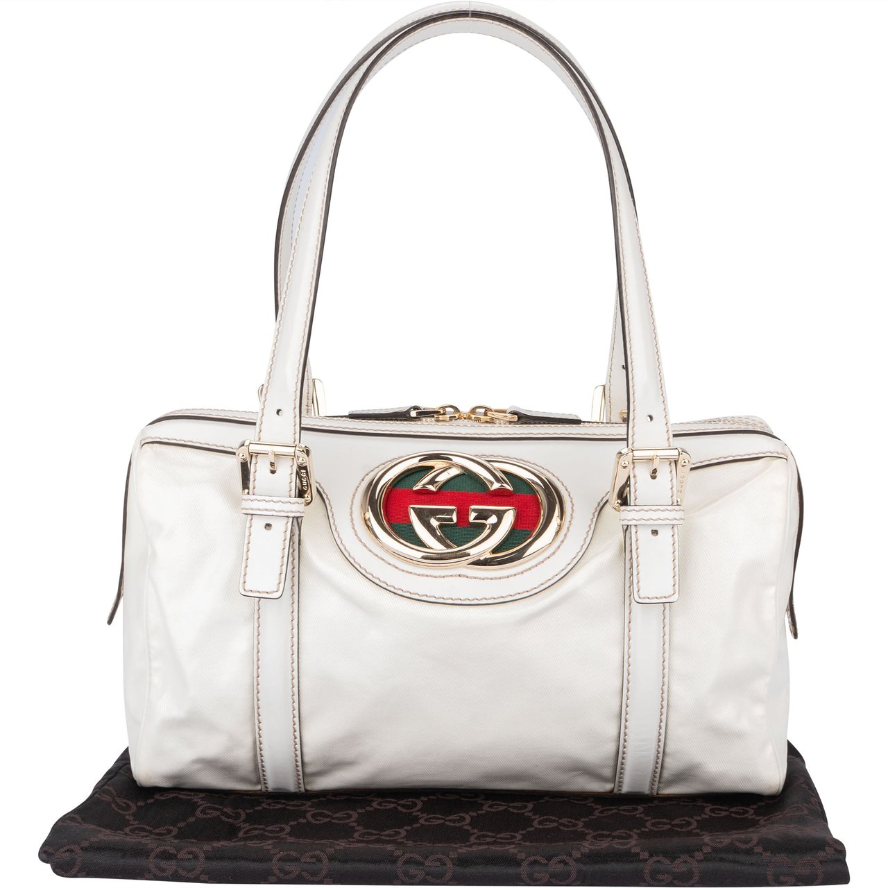 Gucci Gucci White Leather GG Britt Handbag Divers