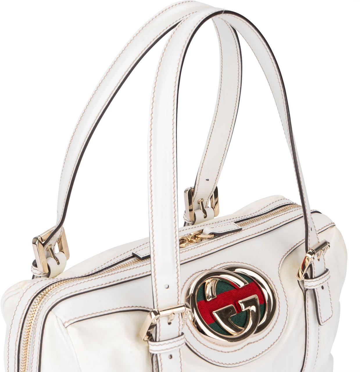 Gucci Gucci White Leather GG Britt Handbag Divers