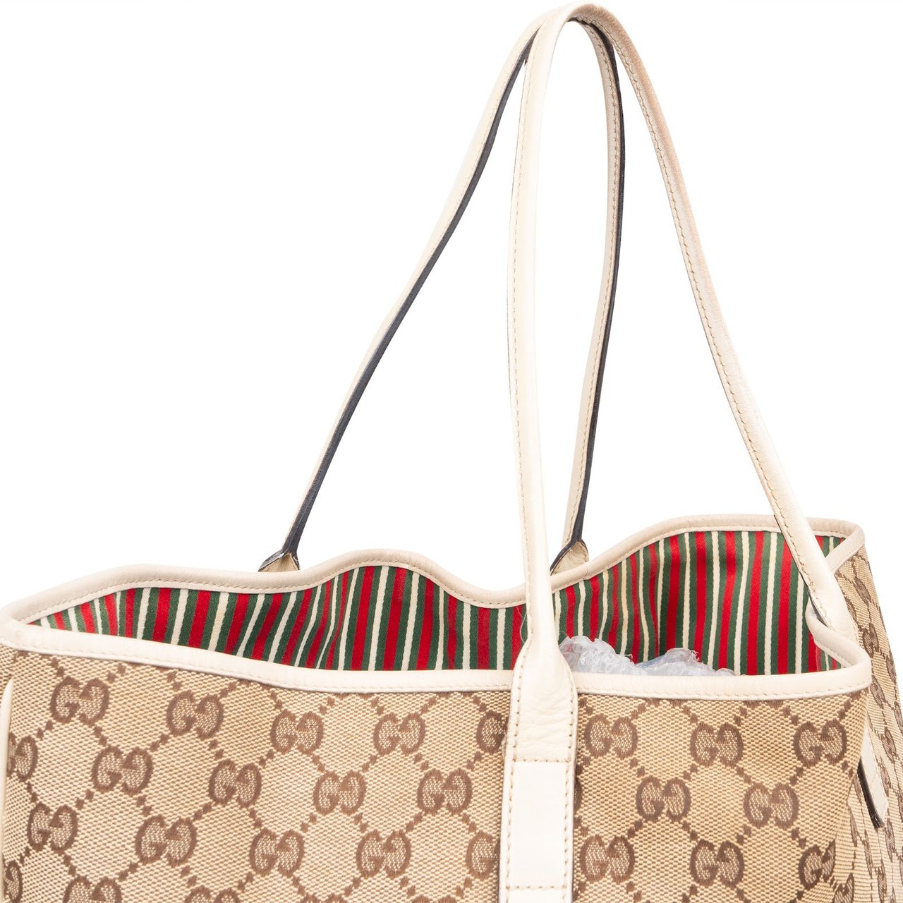 Gucci Gucci Monogram GG Canvas New Britt Tote Shoulder Bag Beige