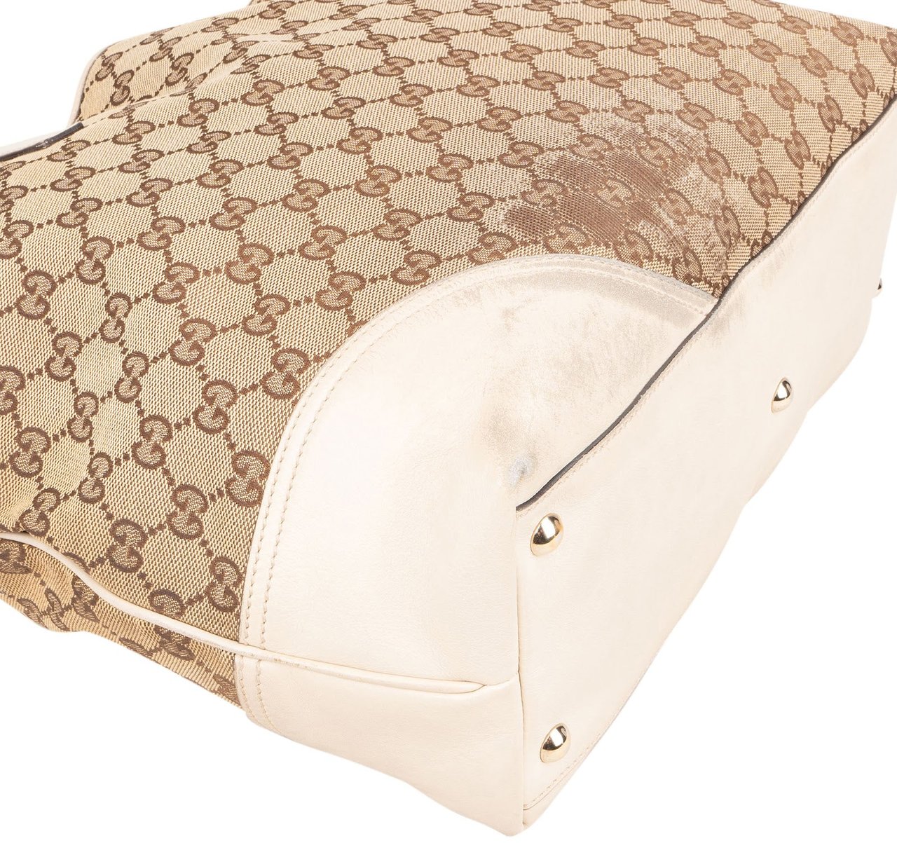 Gucci Gucci Monogram GG Canvas New Britt Tote Shoulder Bag Beige