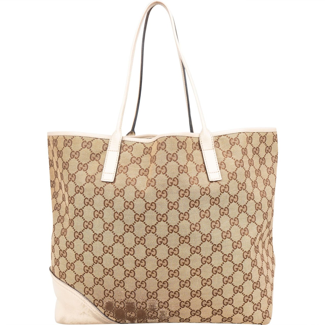 Gucci Gucci Monogram GG Canvas New Britt Tote Shoulder Bag Beige