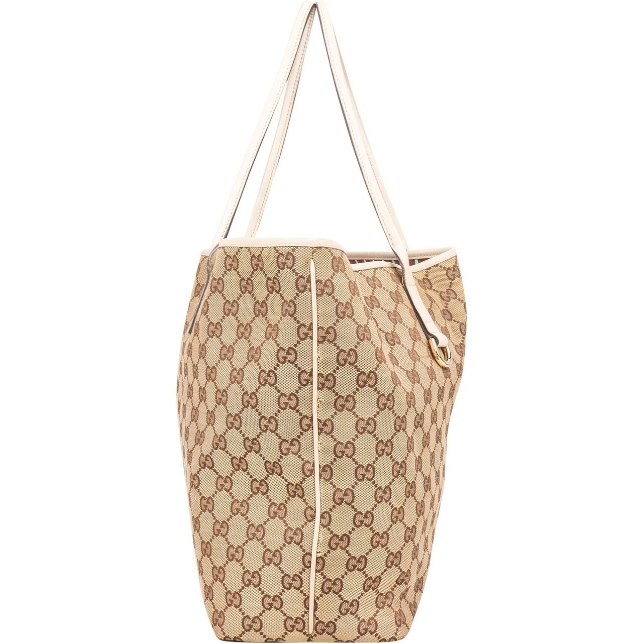 Gucci Gucci Monogram GG Canvas New Britt Tote Shoulder Bag Beige