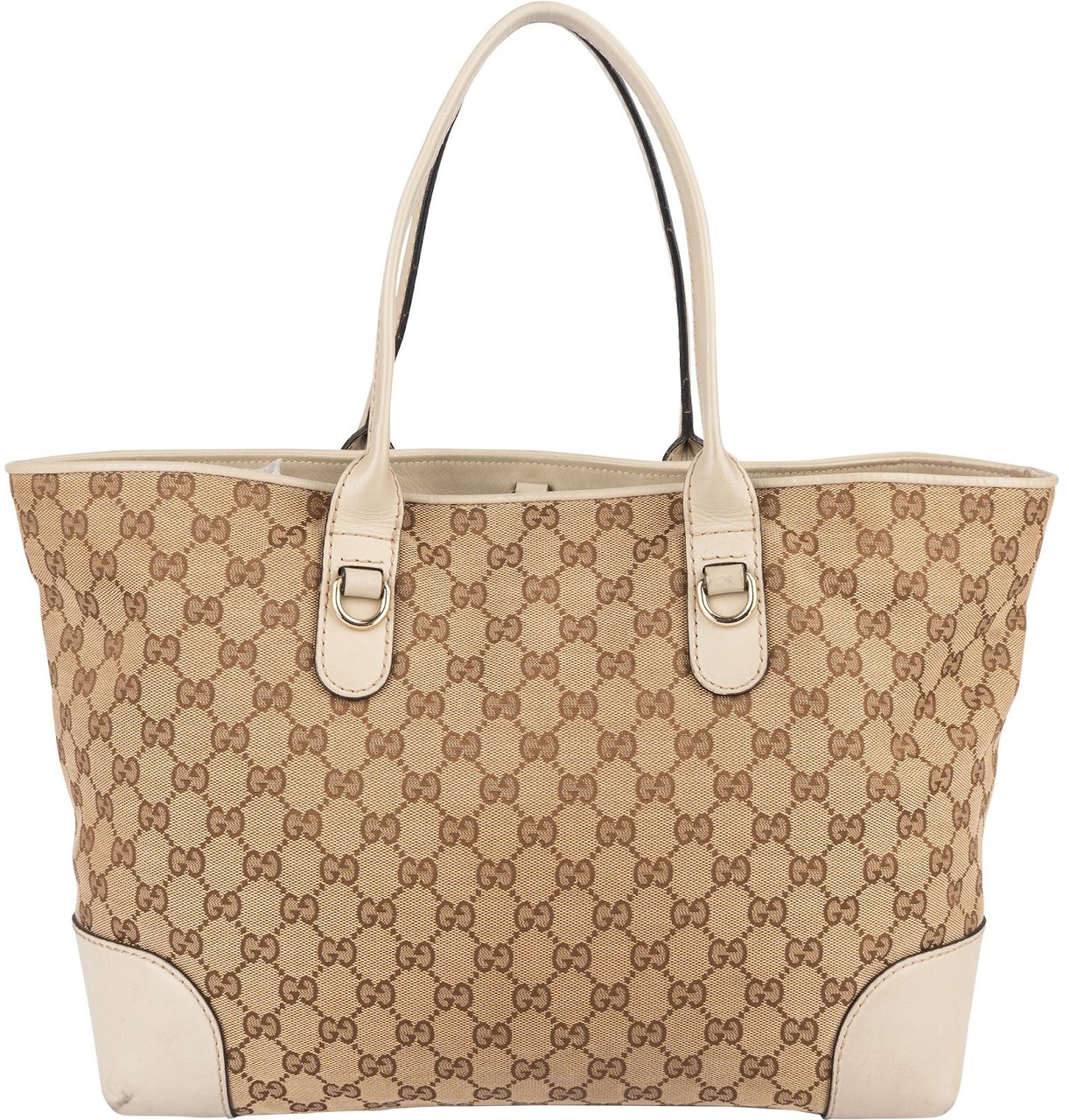 Gucci Gucci Monogram GG Canvas Lovely Heart Bit Tote Handbag Beige