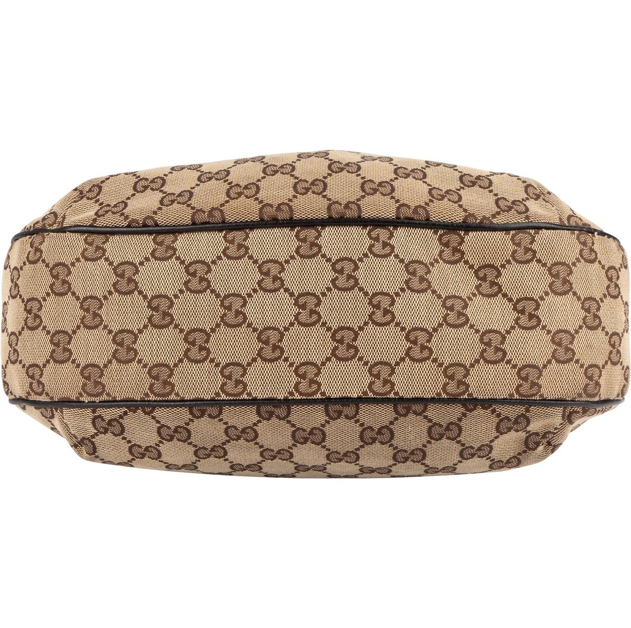 Gucci Gucci Monogram GG Canvas Sherry Line Web Stripe Hobo Shoulder Bag Beige