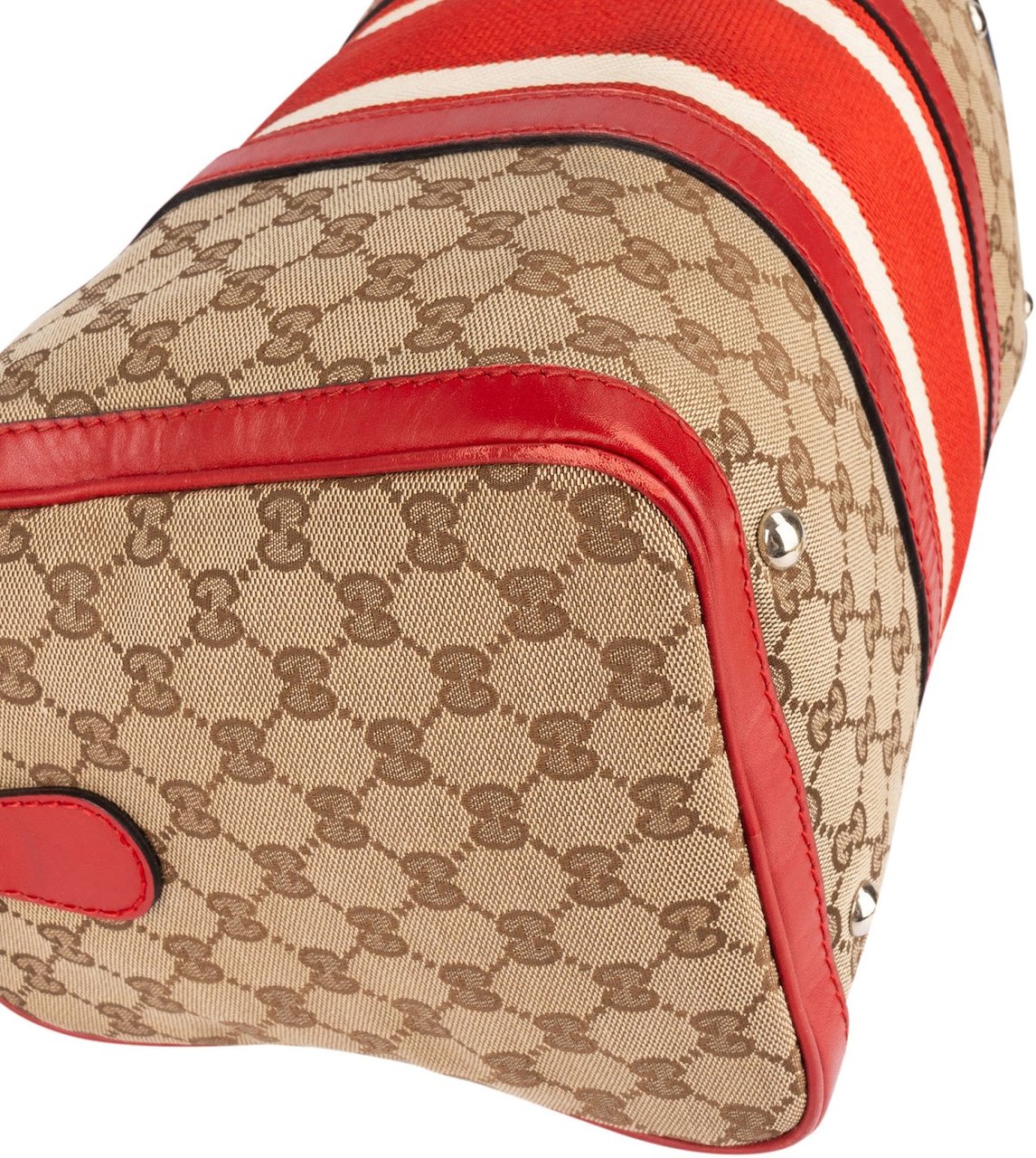 Gucci Monogram GG Canvas Vintage Web Boston Handbag Beige