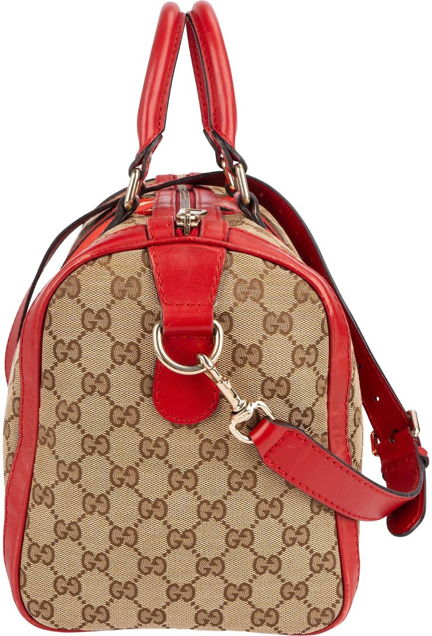 Gucci Monogram GG Canvas Vintage Web Boston Handbag Beige