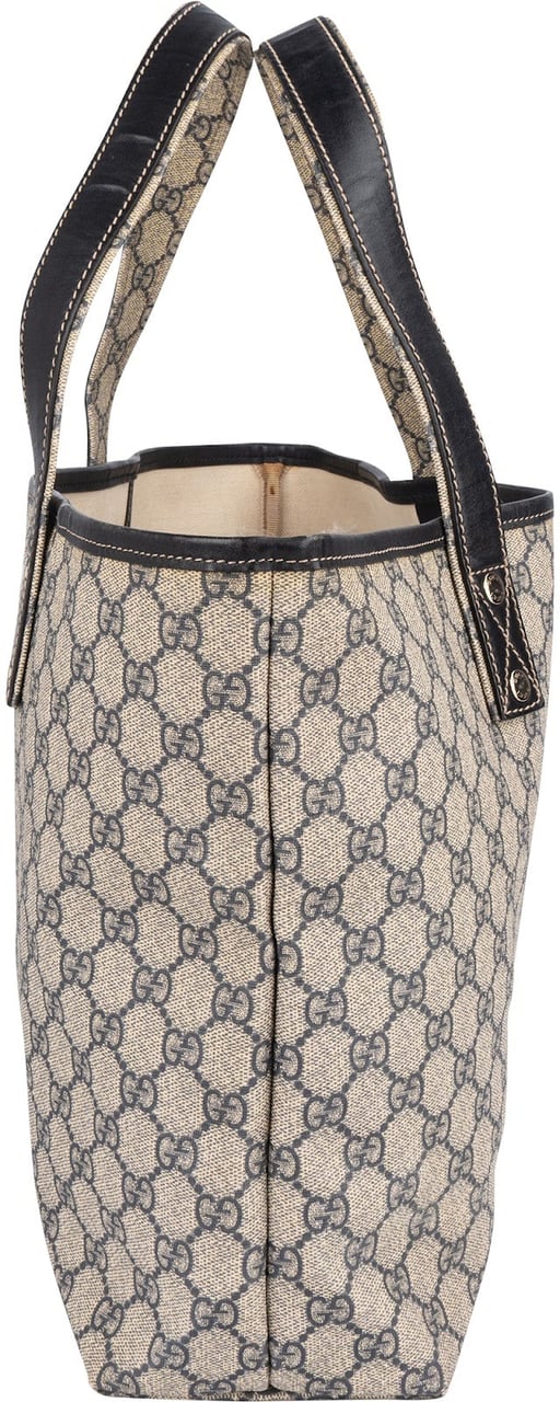 Gucci Gucci Monogram GG Supreme Canvas Web Tote Handbag Beige