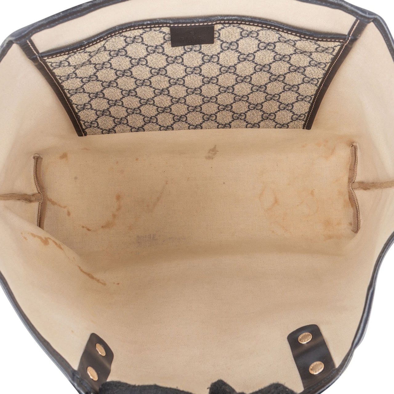 Gucci Gucci Monogram GG Supreme Canvas Web Tote Handbag Beige