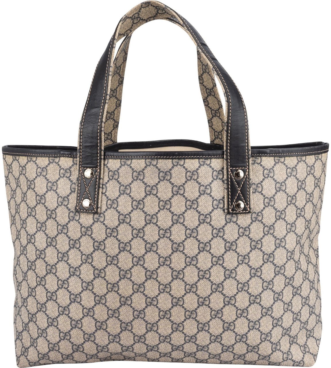 Gucci Gucci Monogram GG Supreme Canvas Web Tote Handbag Beige