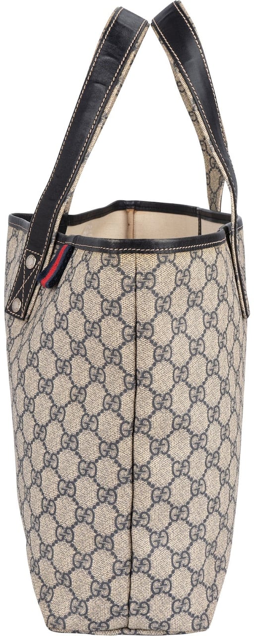 Gucci Gucci Monogram GG Supreme Canvas Web Tote Handbag Beige