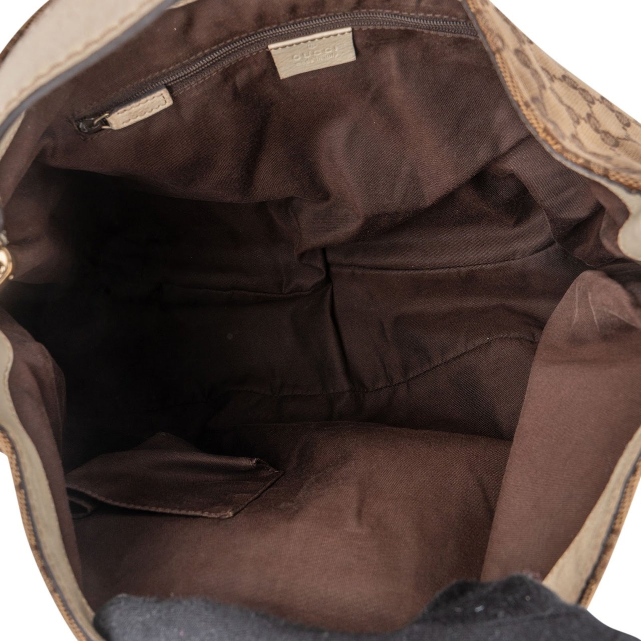 Gucci Gucci Monogram GG Canvas Web Hobo Shoulder Bag Beige