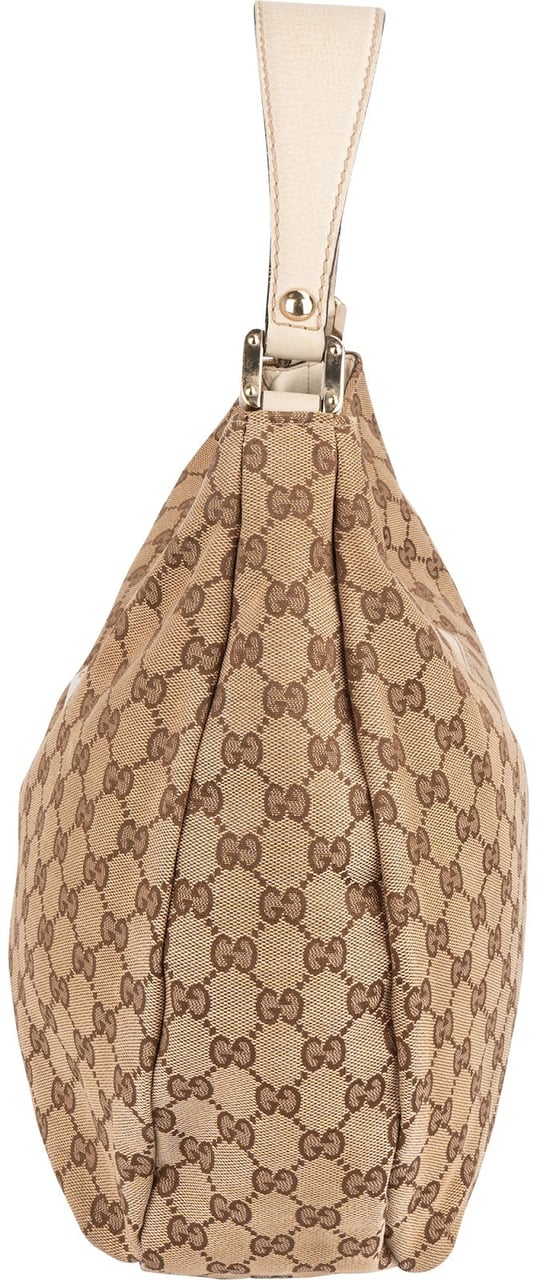 Gucci Gucci Monogram GG Canvas Web Hobo Shoulder Bag Beige