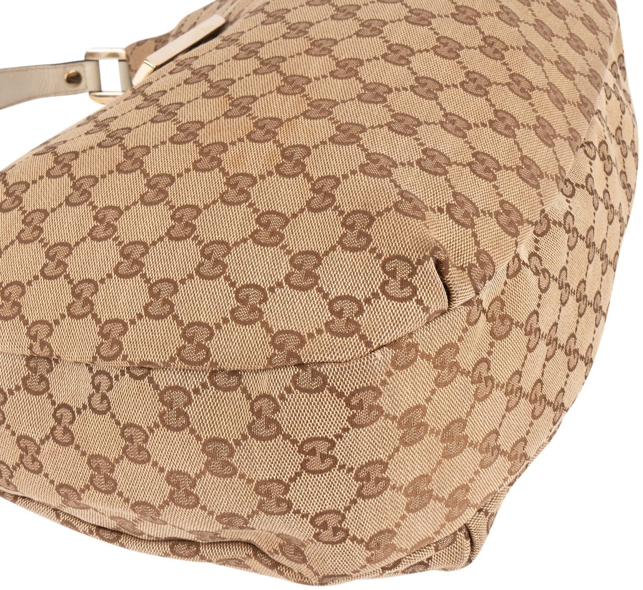 Gucci Gucci Monogram GG Canvas Web Hobo Shoulder Bag Beige