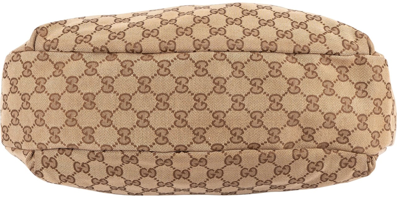 Gucci Gucci Monogram GG Canvas Web Hobo Shoulder Bag Beige