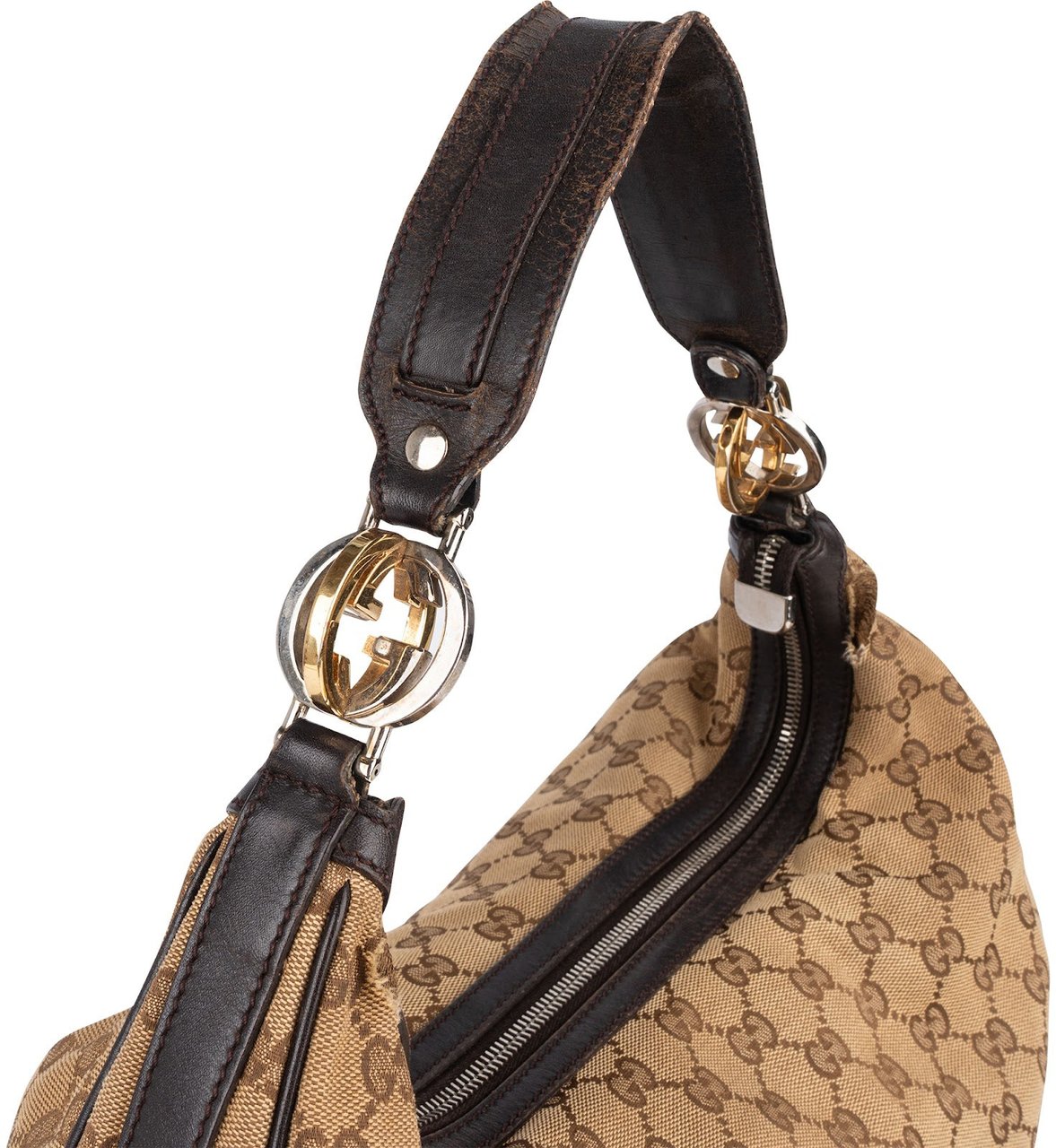 Gucci Gucci Monogram GG Interlocking G Hobo Shoulder Bag Beige
