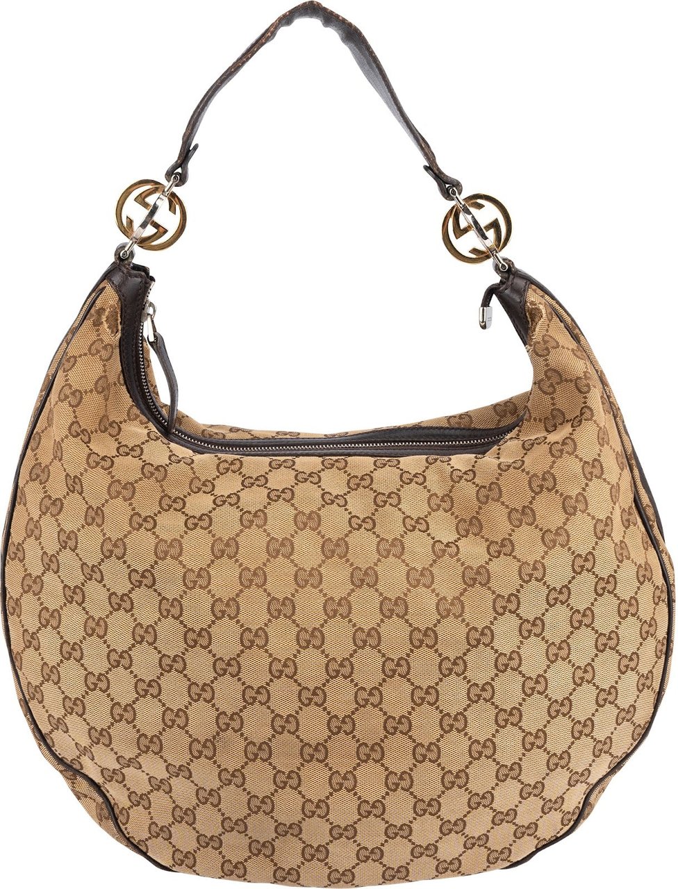 Gucci Gucci Monogram GG Interlocking G Hobo Shoulder Bag Beige