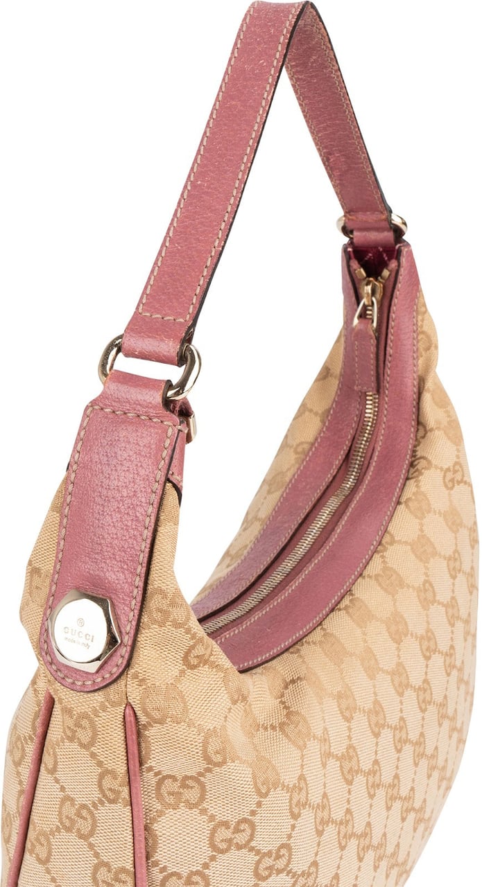 Gucci Gucci Monogram GG Canvas Hobo Shoulder Bag Beige