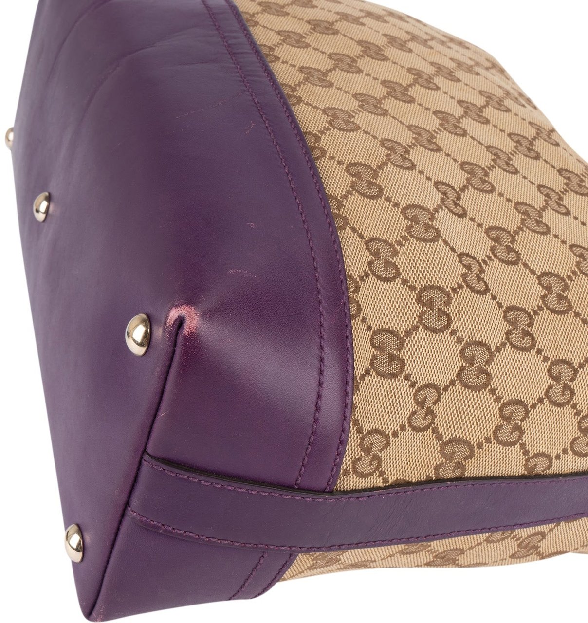 Gucci Gucci Monogram GG Canvas Leather Tassel Handbag Beige