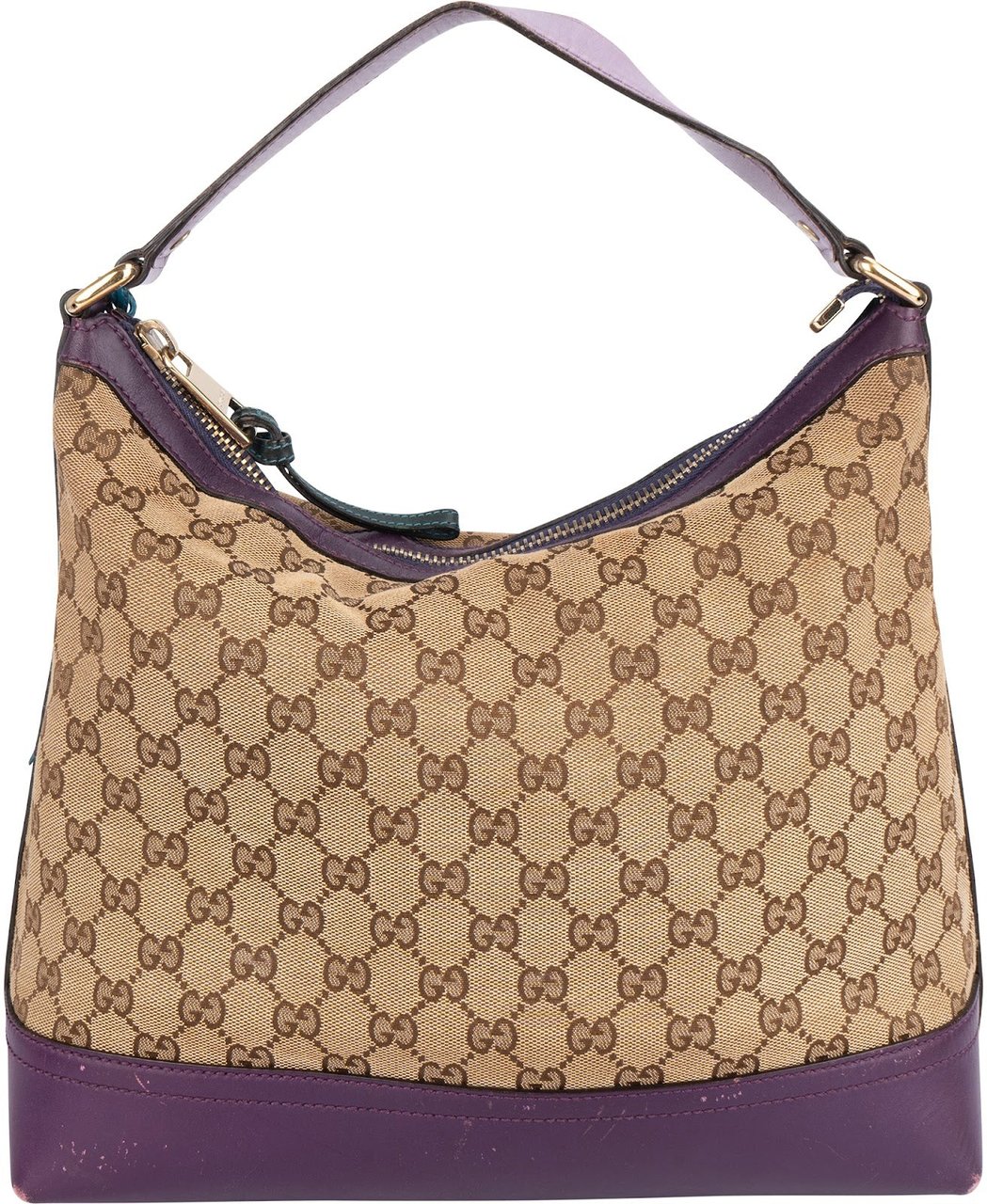 Gucci Gucci Monogram GG Canvas Leather Tassel Handbag Beige