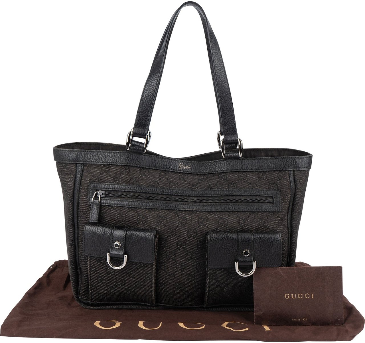 Gucci Gucci Monogram GG Canvas Abbey D-Ring Multi-Pocket Shoulder Bag Zwart