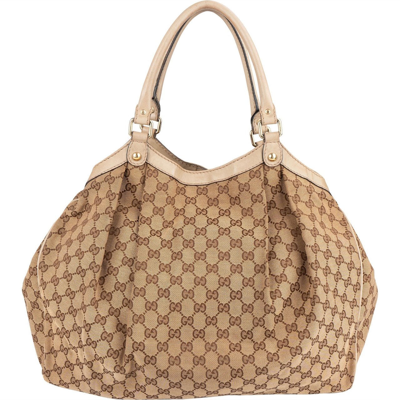 Gucci Gucci Monogram GG Canvas Sukey Handbag Beige