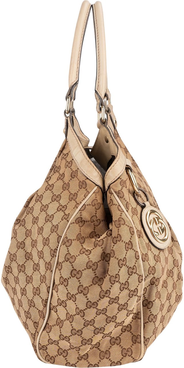 Gucci Gucci Monogram GG Canvas Sukey Handbag Beige