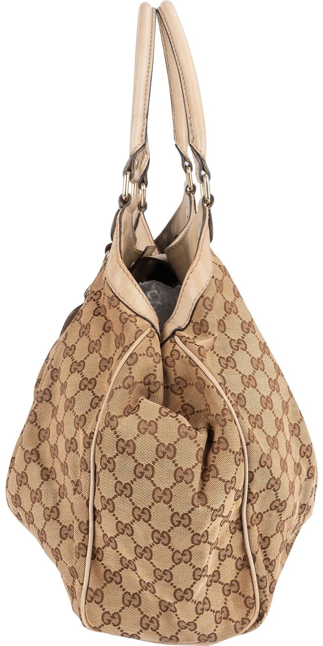 Gucci Gucci Monogram GG Canvas Sukey Handbag Beige