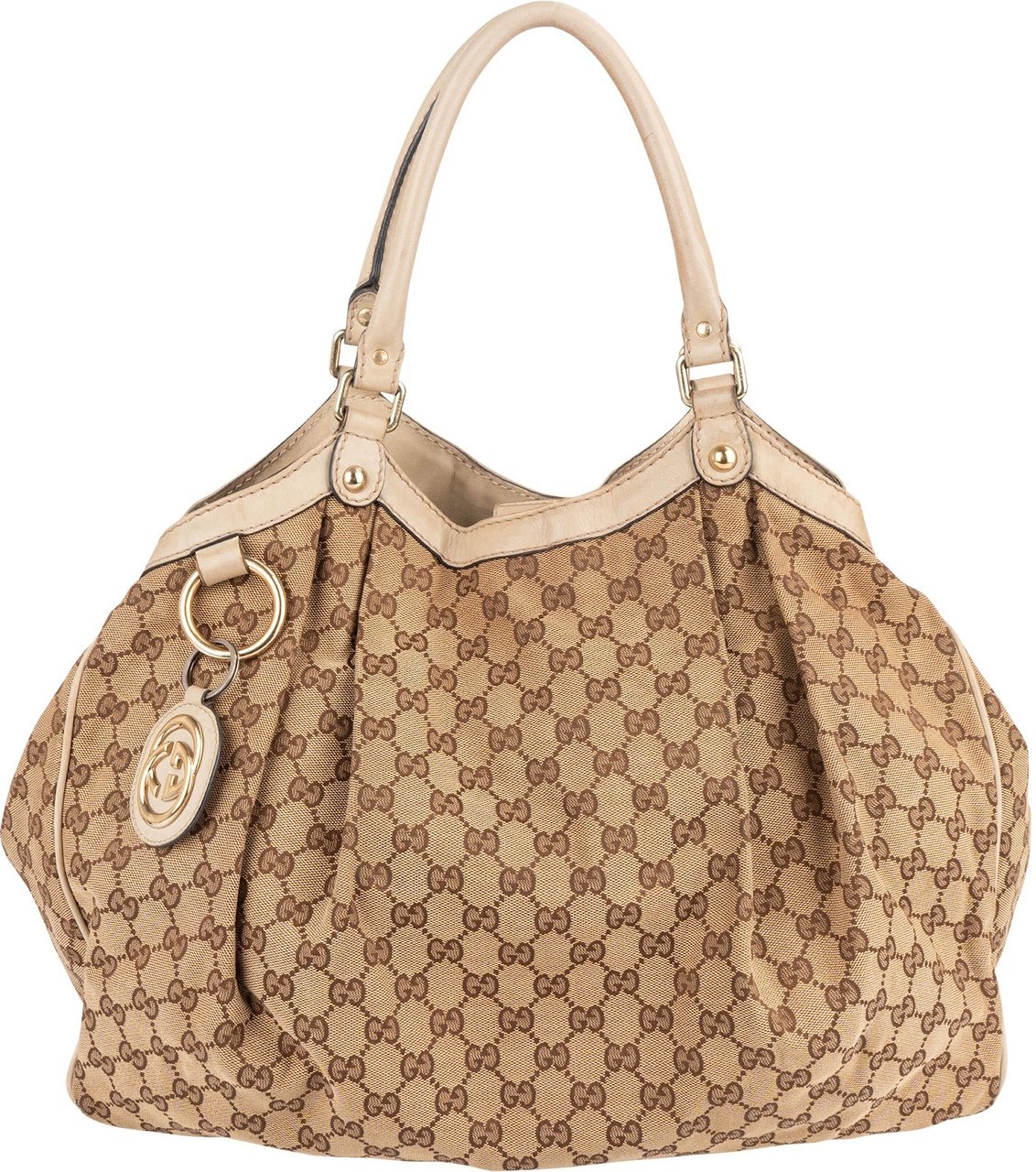 Gucci Gucci Monogram GG Canvas Sukey Handbag Beige