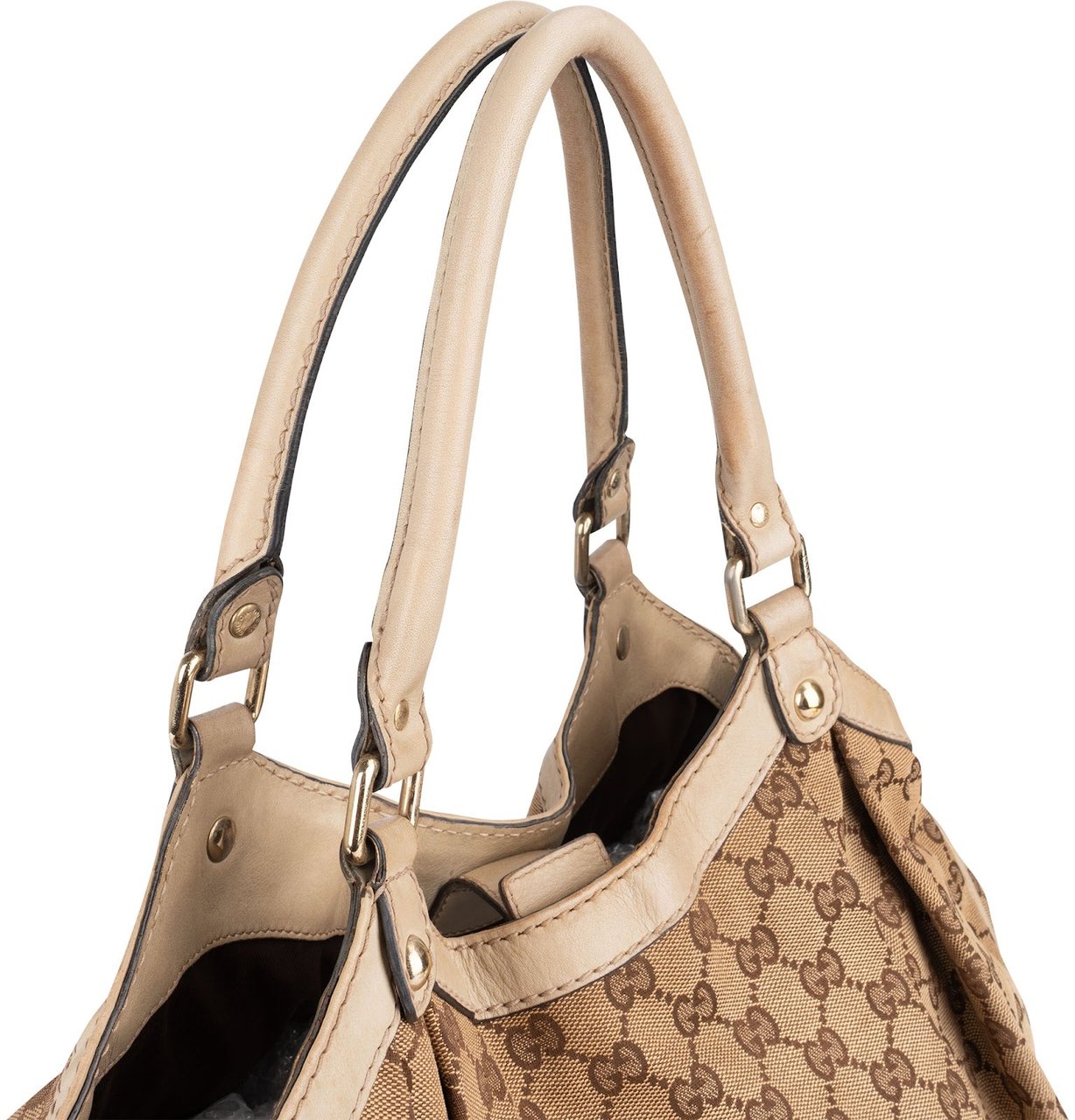 Gucci Gucci Monogram GG Canvas Sukey Handbag Beige