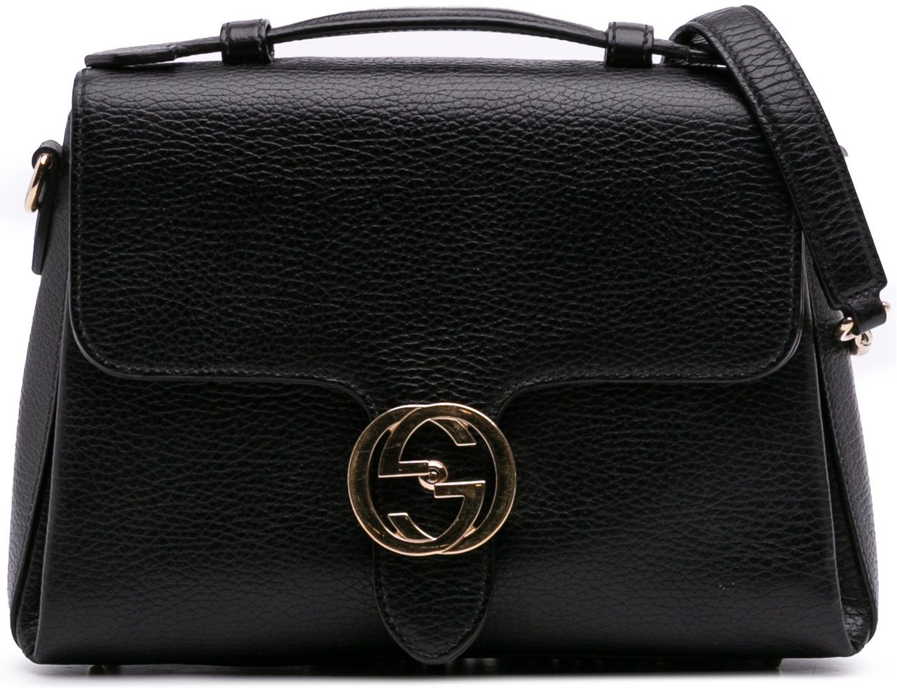Gucci Small Dollar Calf Interlocking G Satchel Zwart