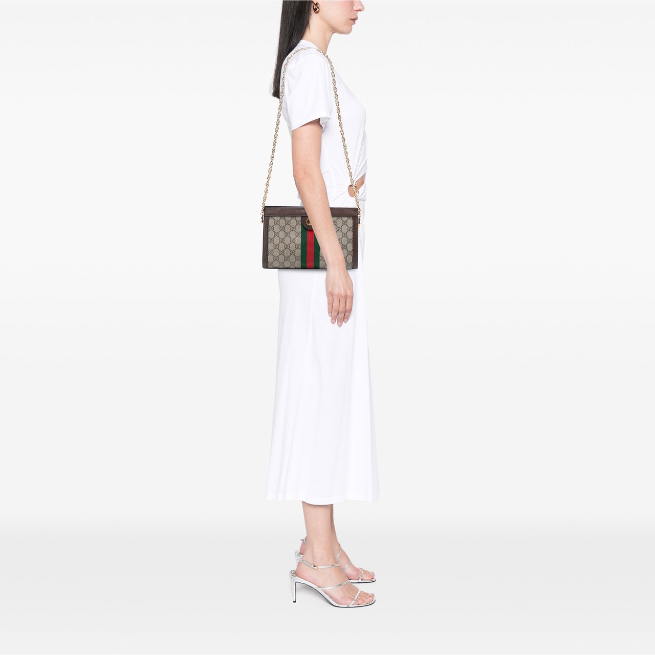 Gucci Small GG Supreme Web Ophidia Chain Crossbody Bruin