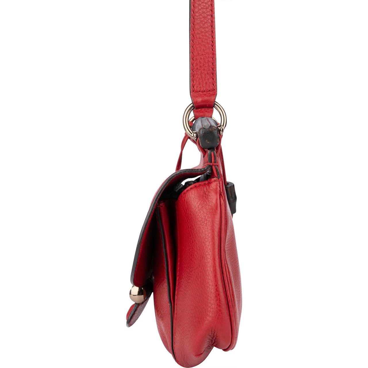 Gucci Gucci Red Leather Bamboo Crossbody Bag Divers